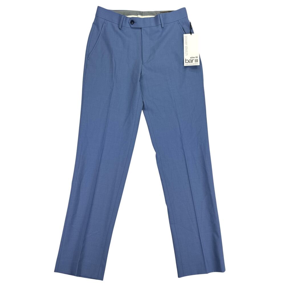 Bar III Mens Slim Fit Wool Blend Solid Power Stretch Suit Pants Light Blue 28x29